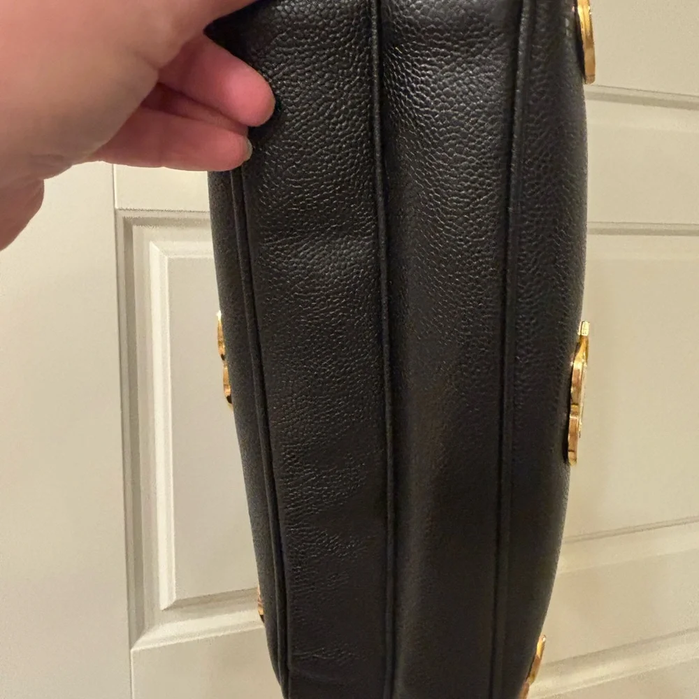 CHANEL Black Shoulder/Tote Bag in Caviar with Gold CC Accents-Beautiful! - Picture 8 of 15